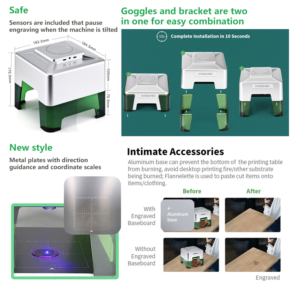 3W Mini Laser Engraver Portabl - Woodworking Logo ulasan dan harga