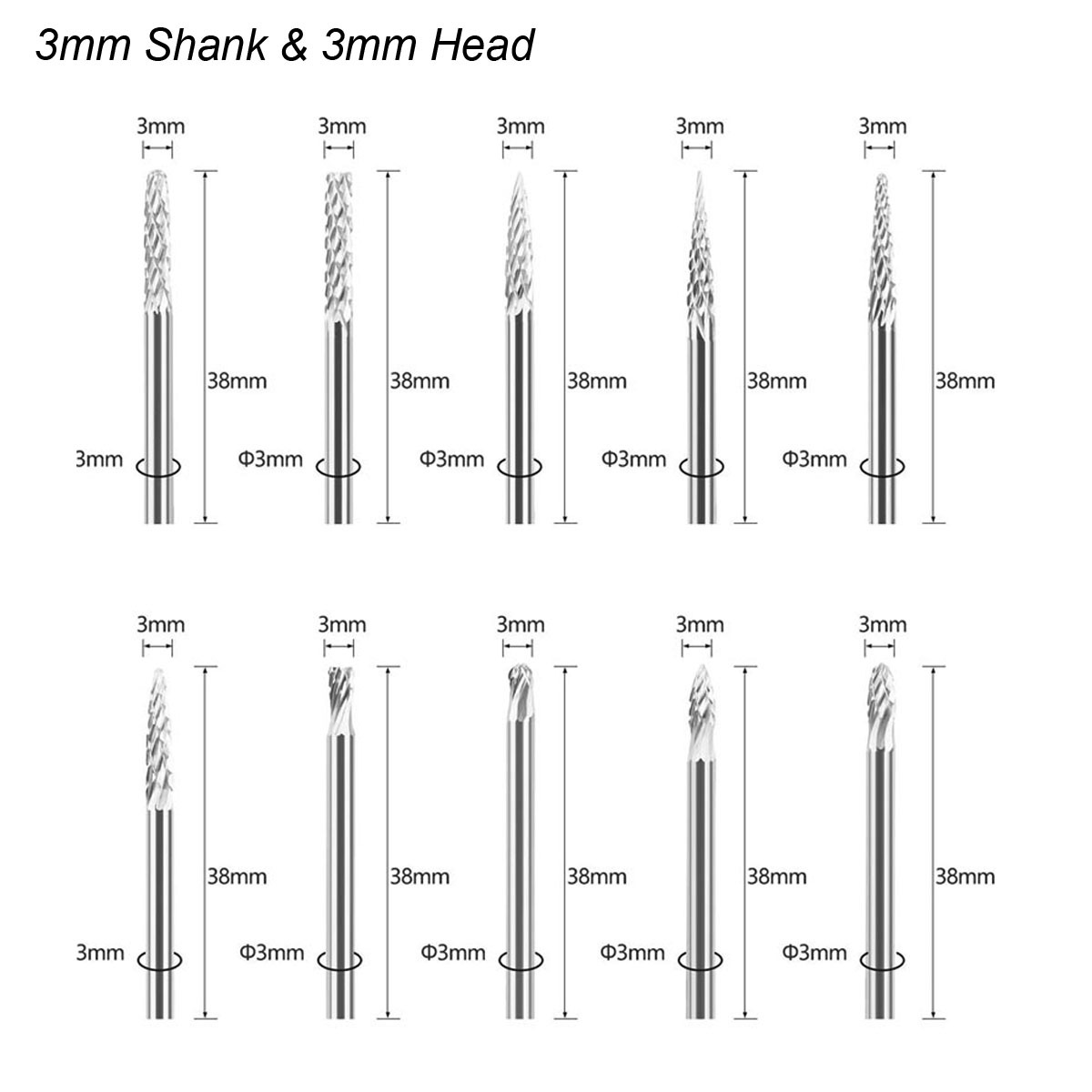3mm Shank Tungsten Carbide Bur - Woodworking Files And Rasps ulasan dan harga