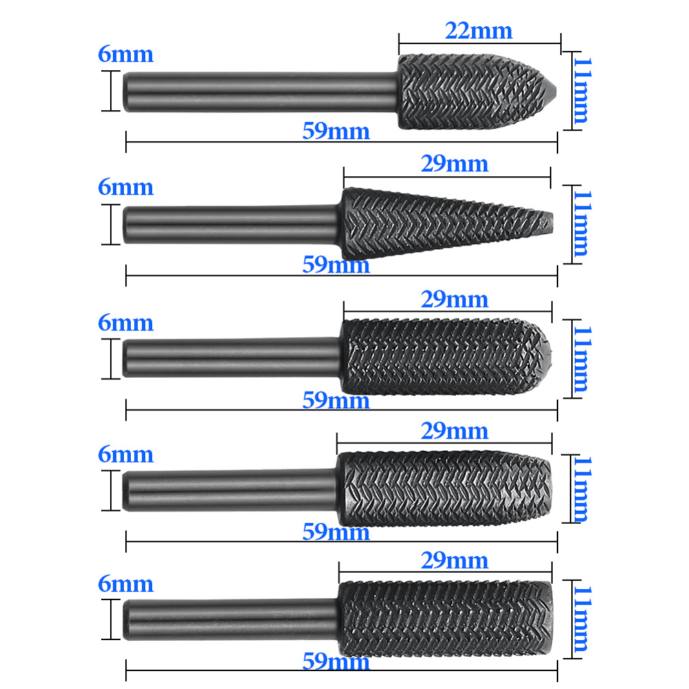 5Pcs Double Cut Rotary Rasp Fi - Woodworking Files And Rasps ulasan dan harga