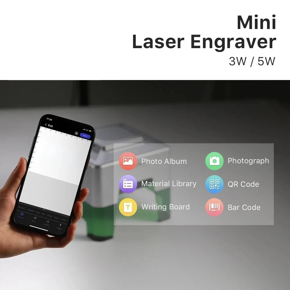 5000mW Mini CNC Laser Engraver - Woodworking Logo ulasan dan harga