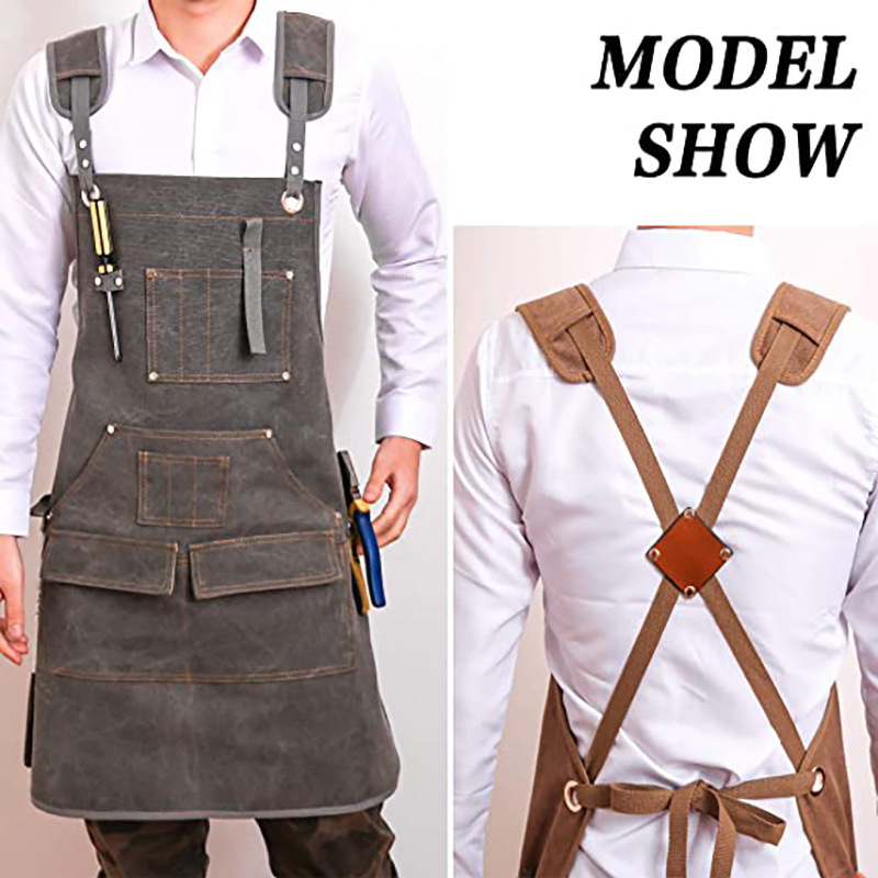 Simple Thickened Canvas Apron  - Woodworking Logo ulasan dan harga