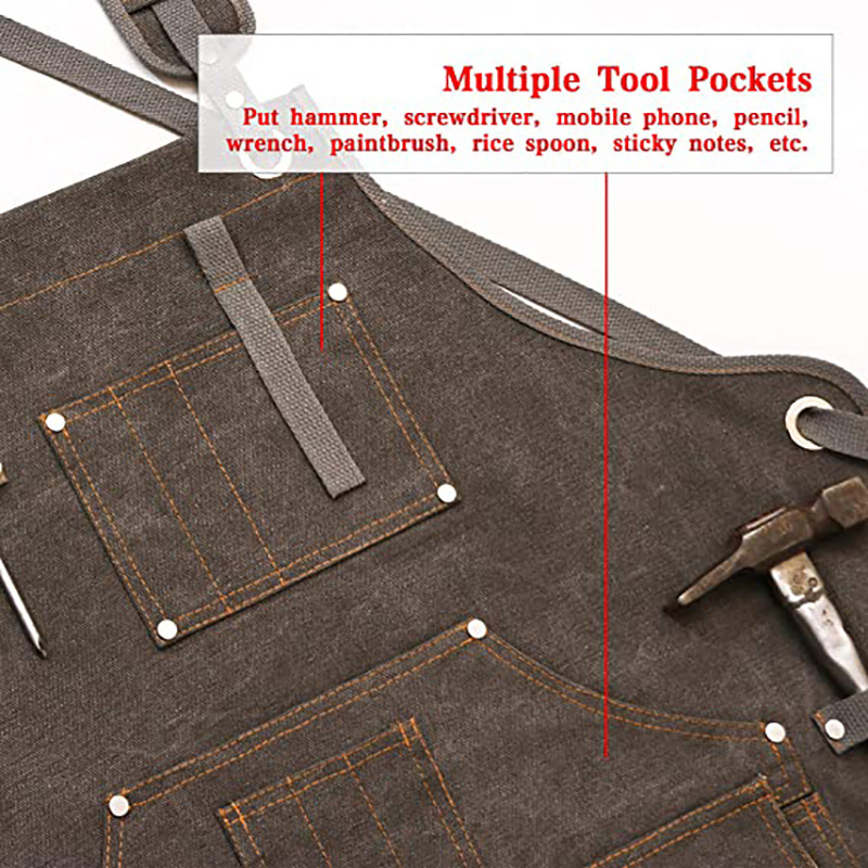 Simple Thickened Canvas Apron  - Woodworking Logo ulasan dan harga